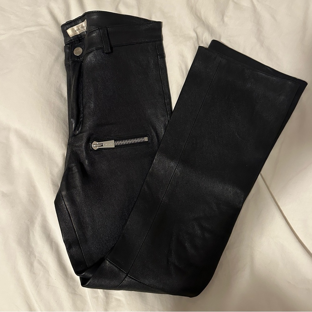 Anine Bing Crop Flare Leather Pants
